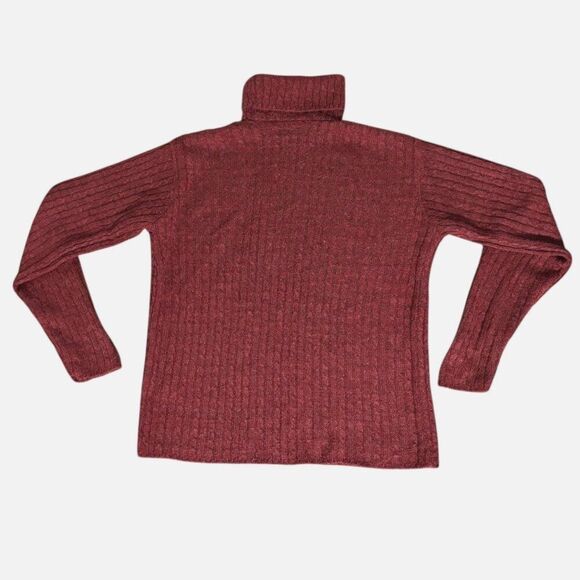 OONA New England Slow Fashion USA Handknit Turtleneck Sweater M Ribbed Acrylic - Picture 2 of 5